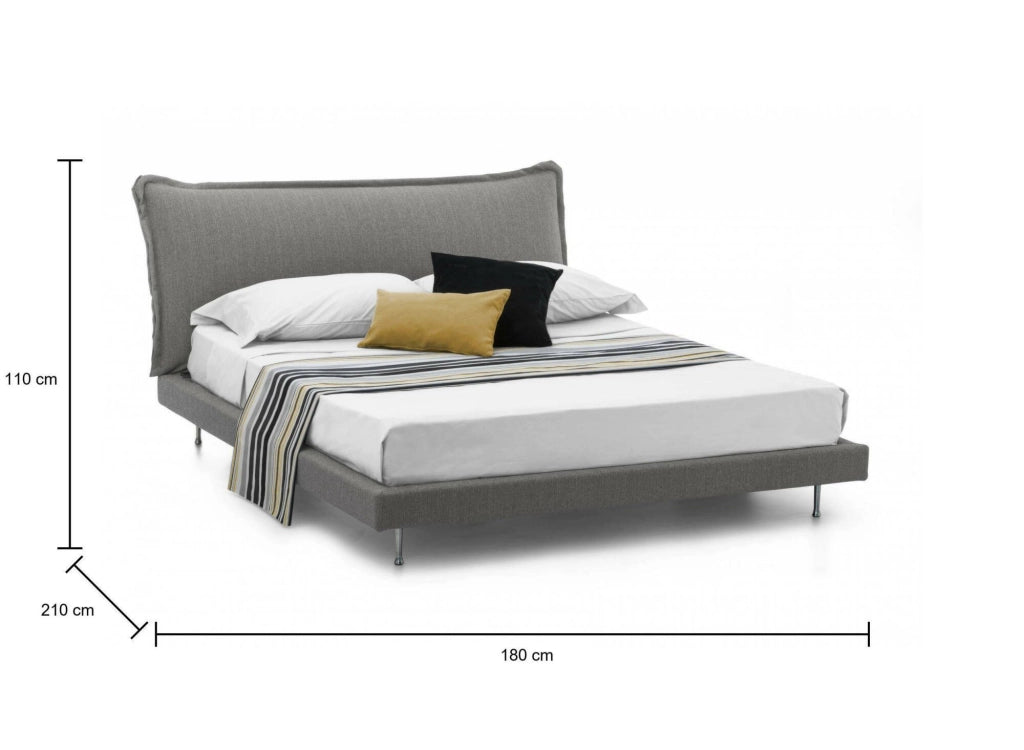 Letto matrimoniale Arcore, Letto fisso con rivestimento e testata in tessuto, Made in Italy, Apertura frontale, adatto per materasso 160x190 cm, Grigio