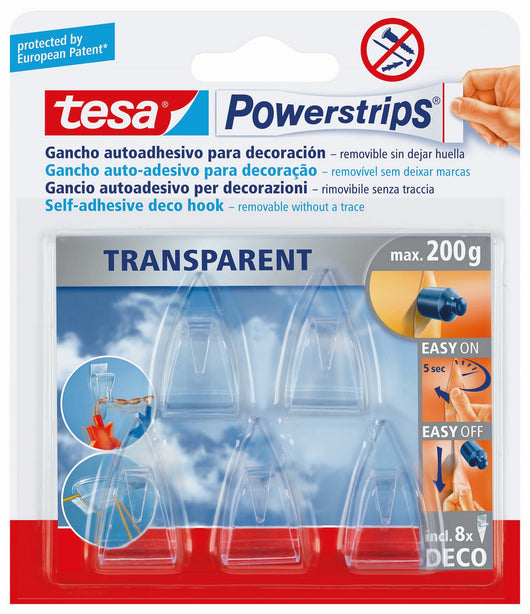tesa powerstrips 5 ganci autoadesivo trasparente cod:ferx.90804