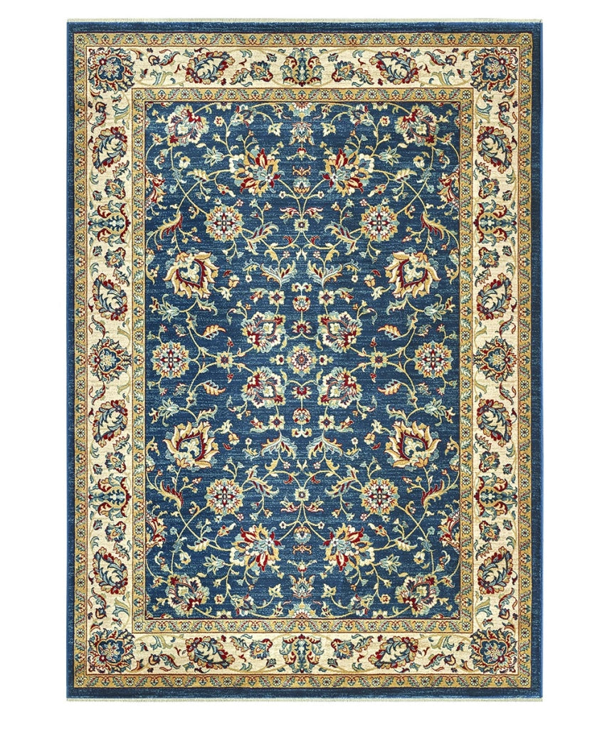 Tappeto KAZAKH 1517 blu e beige cm.200x300 stile orientale persiano alta qualità con effetto lucente