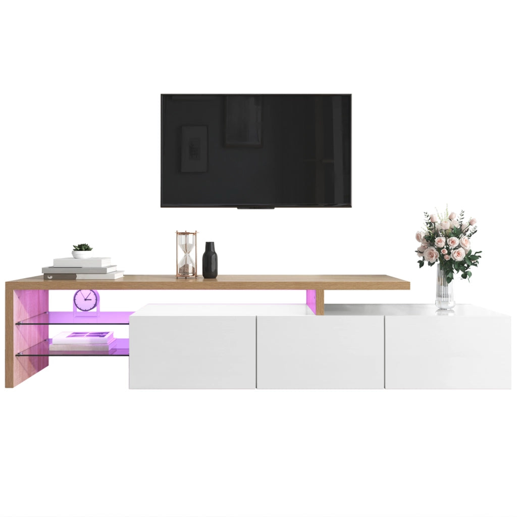 Mobile TV con LED ¨C MINIMAL ¨C Bianco Lucido, Legno, Vetro