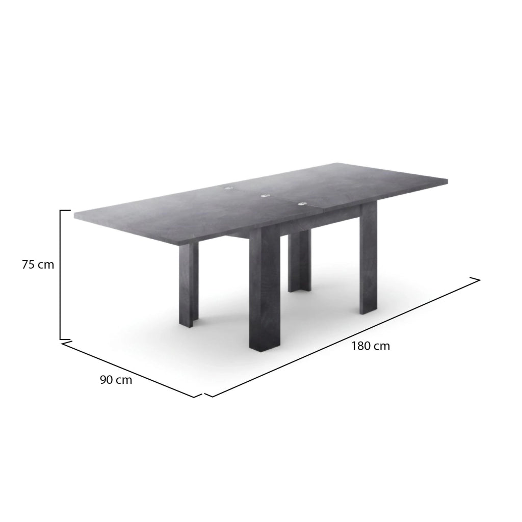 Tavolo da pranzo con apertura a Airin, Made in Italy, Consolle ausiliare da cucina, Tavoloallungabile, cm 90x90h75, Grigio Ardesia