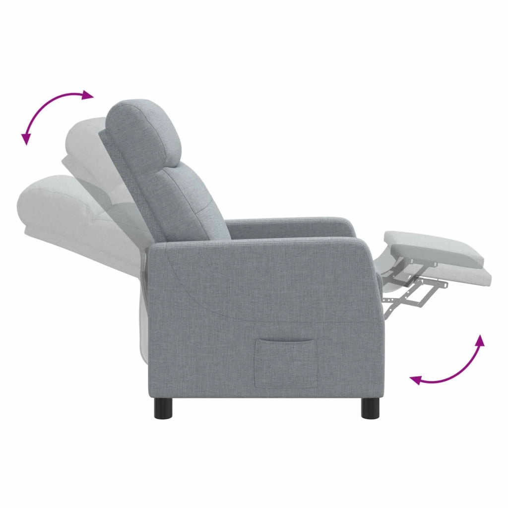 Divano Sedia-Poltrona reclinabile Grigio Chiaro Tessuto 793015