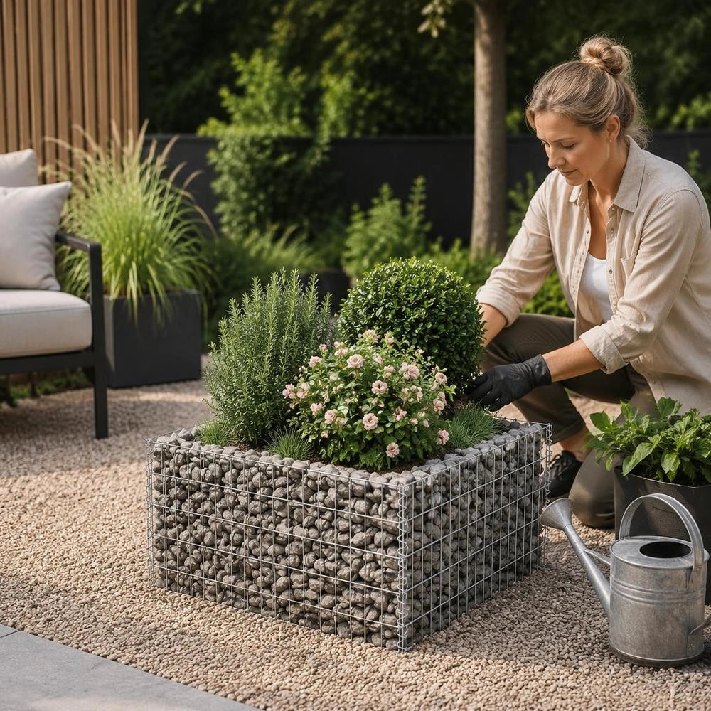 Gabion Raised Bed Galvanized Steel 90x90x50 Cm
