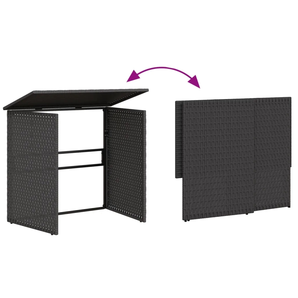 Divano da Giardino con Tavolo e Cuscini a L Nero in Polyrattan 362347