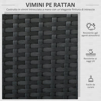 Divano da Giardino a 2 Posti con Cuscino e Braccioli 100x54x80cm in Rattan PE e Acciaio Nero