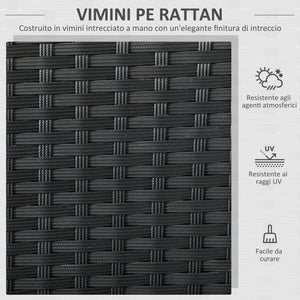 Divano da Giardino a 2 Posti con Cuscino e Braccioli 100x54x80cm in Rattan PE e Acciaio Nero
