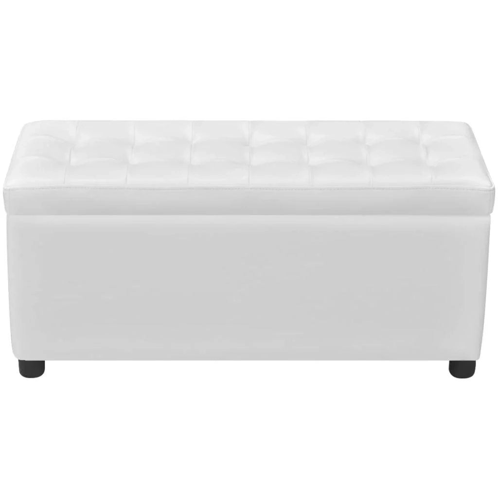 Pouf/panca/sgabello/mobile contenitore in similpelle bianca 3002220