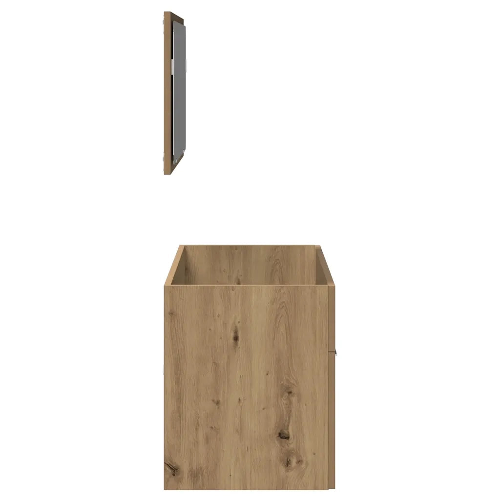 Mobile da Bagno con Specchio-Armadietto a Specchio da Bagno Rovere Artigianale Truciolato 616618