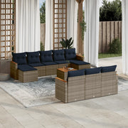 Set Divani da Giardino 11 pz con Cuscini Grigio in Polyrattan 3226425