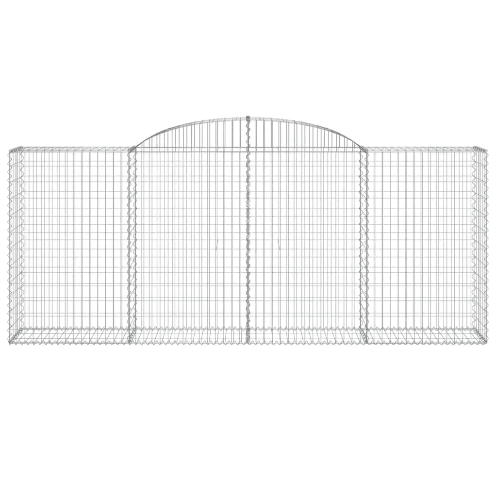 Cestini gabbioni recinzione a gabbia muro di contenimento ad arco 5 pezzi 300 x 50 x 120/140 cm ferro zincato argento 02_0040912