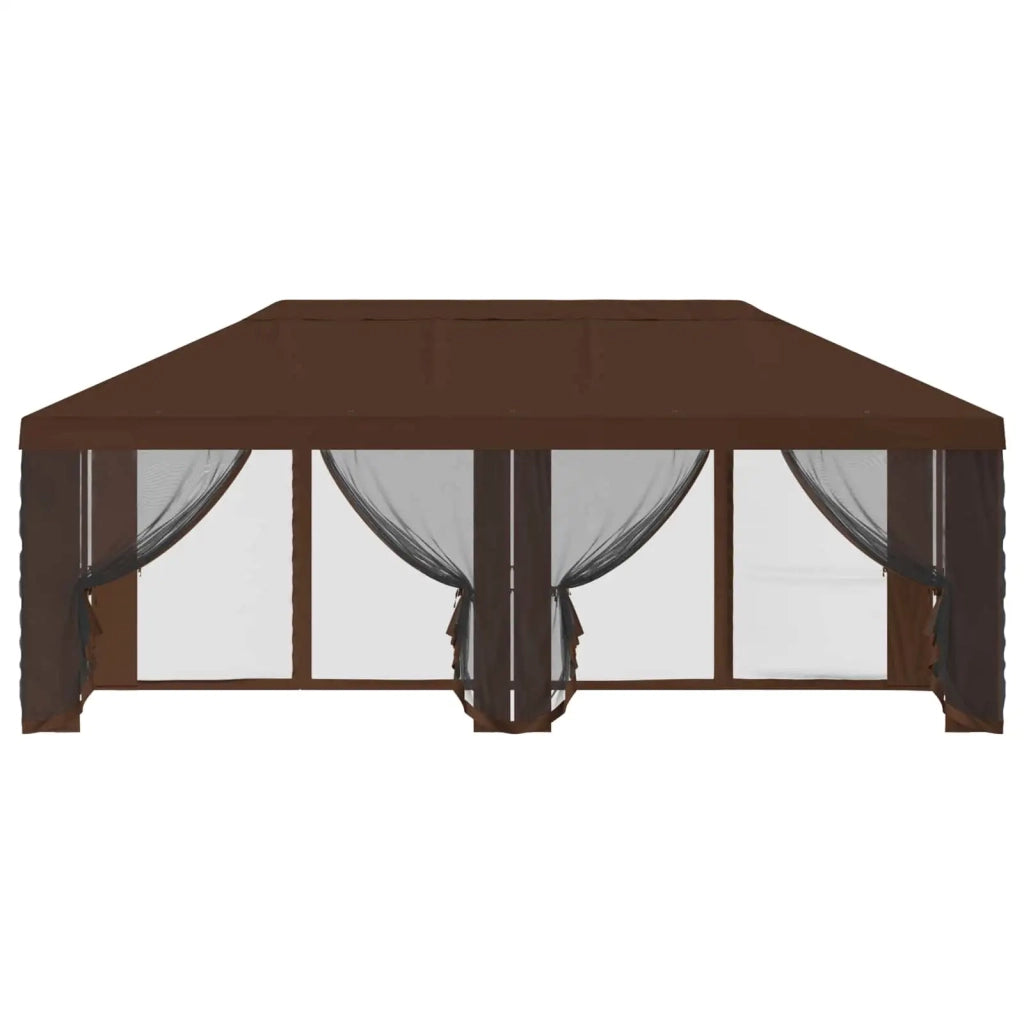 Copertura Gazebo con Pareti Laterali 6 x 3 m Marrone Poliestere 900421