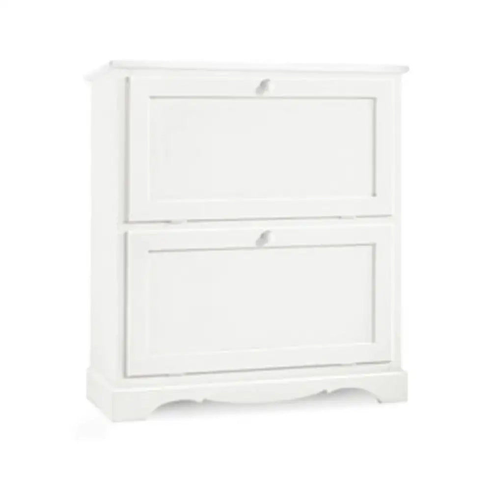Scarpiera 2 porte capacità 14 paio di scarpe arte povera in legno massello e mdf con rifinitura in bianco 79X30X90 H