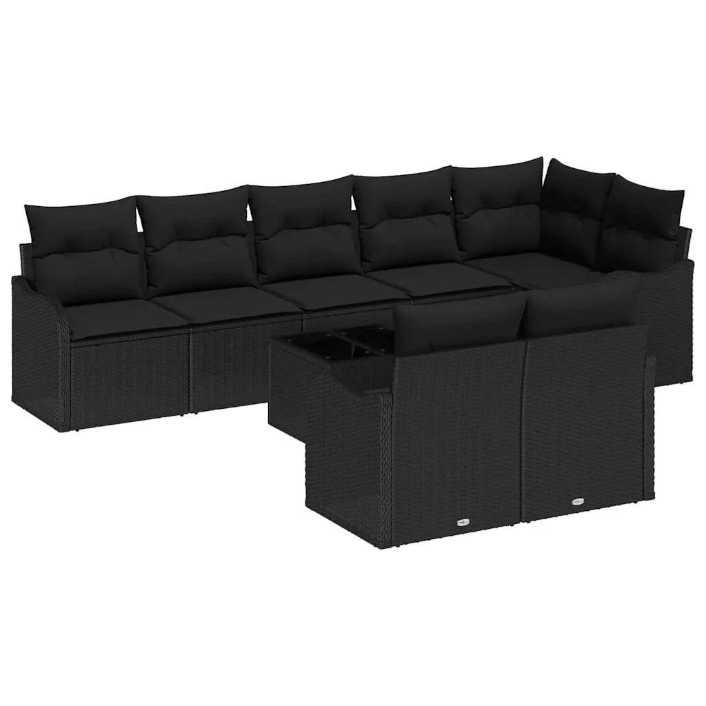 Set Divano da Giardino 9 pcs Nero polyrattan 3345763