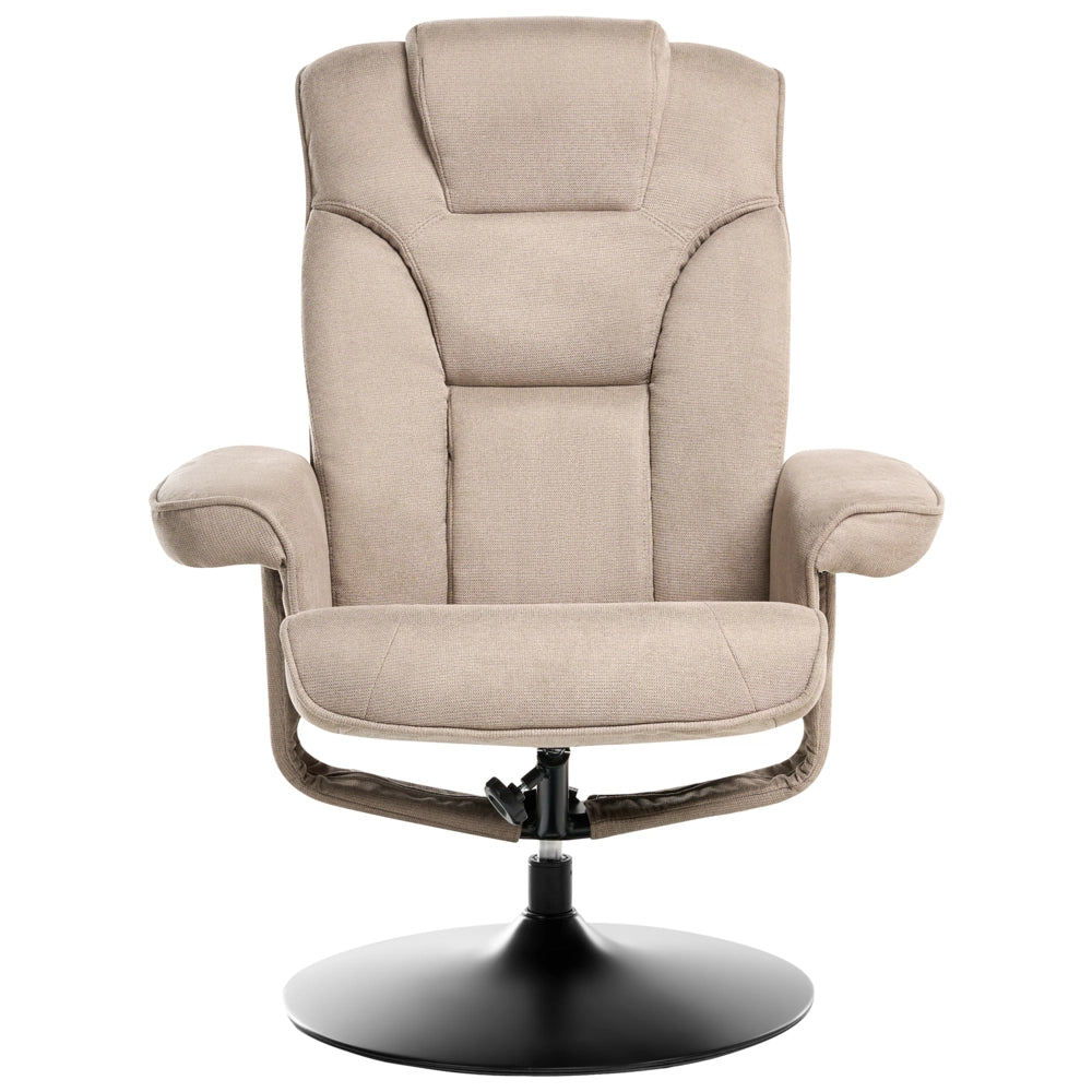 Poltrona reclinabile Taupe con poggiapiedi Poylester Tessuto girevole imbottito Struttura in metallo Design retrò