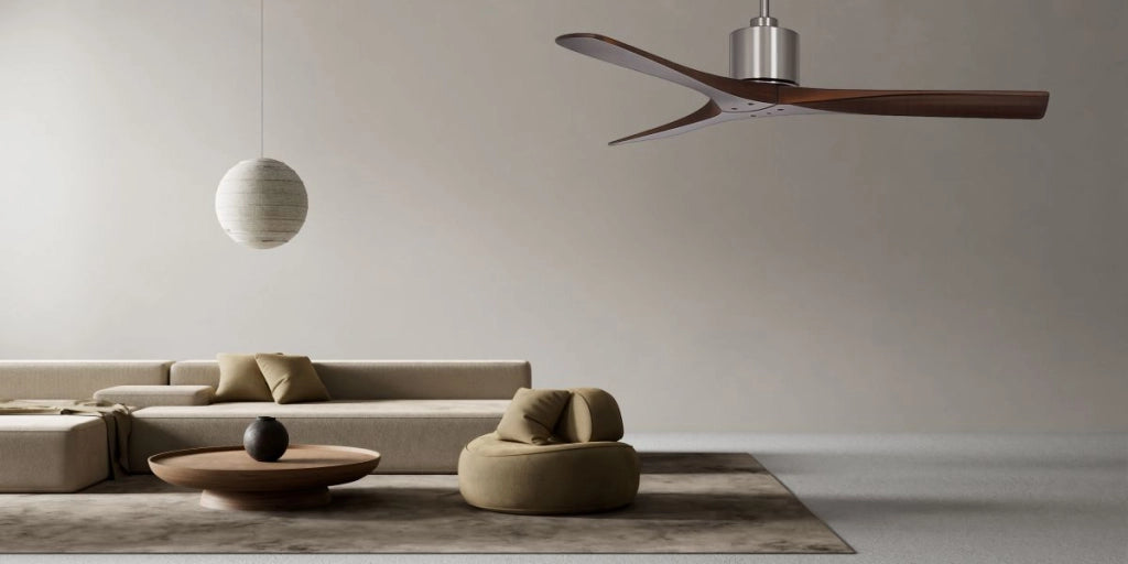 Vam Ventilatore da soffitto a risparmio energetico ZEN cromato pale di legno massiccio rovere 137 cm telecomando 6 velocitÃ