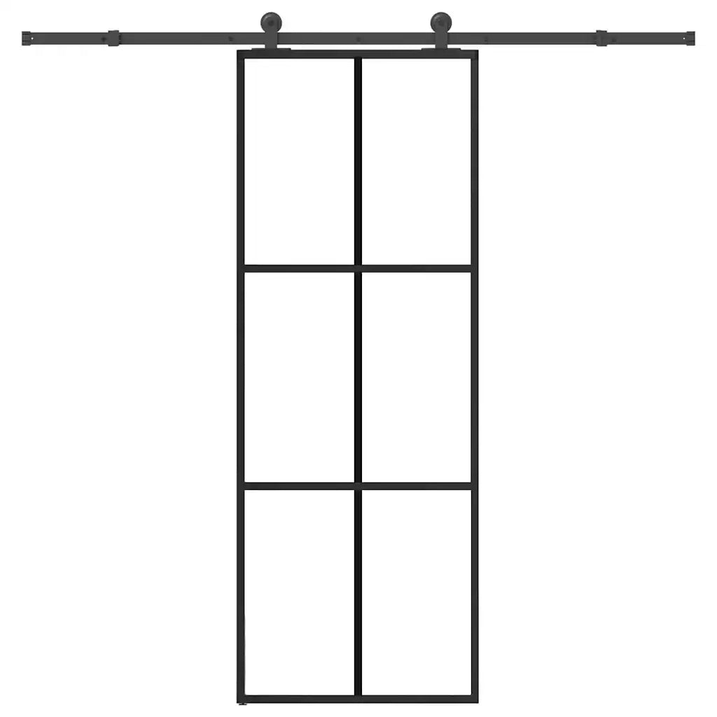 Porta Scorrevole con Ferramenta 76x205cm Vetro ESG Alluminio