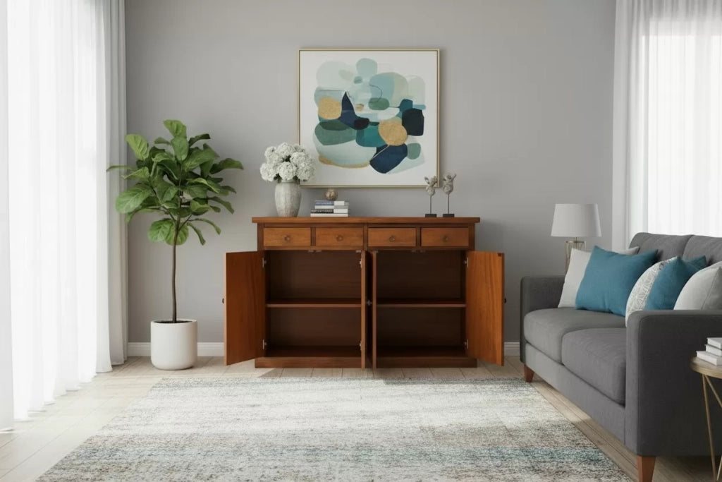 Madia credenza legno 4 porte 4 cassetti arte povera bassano 160x40x110 - Mobili 2G
