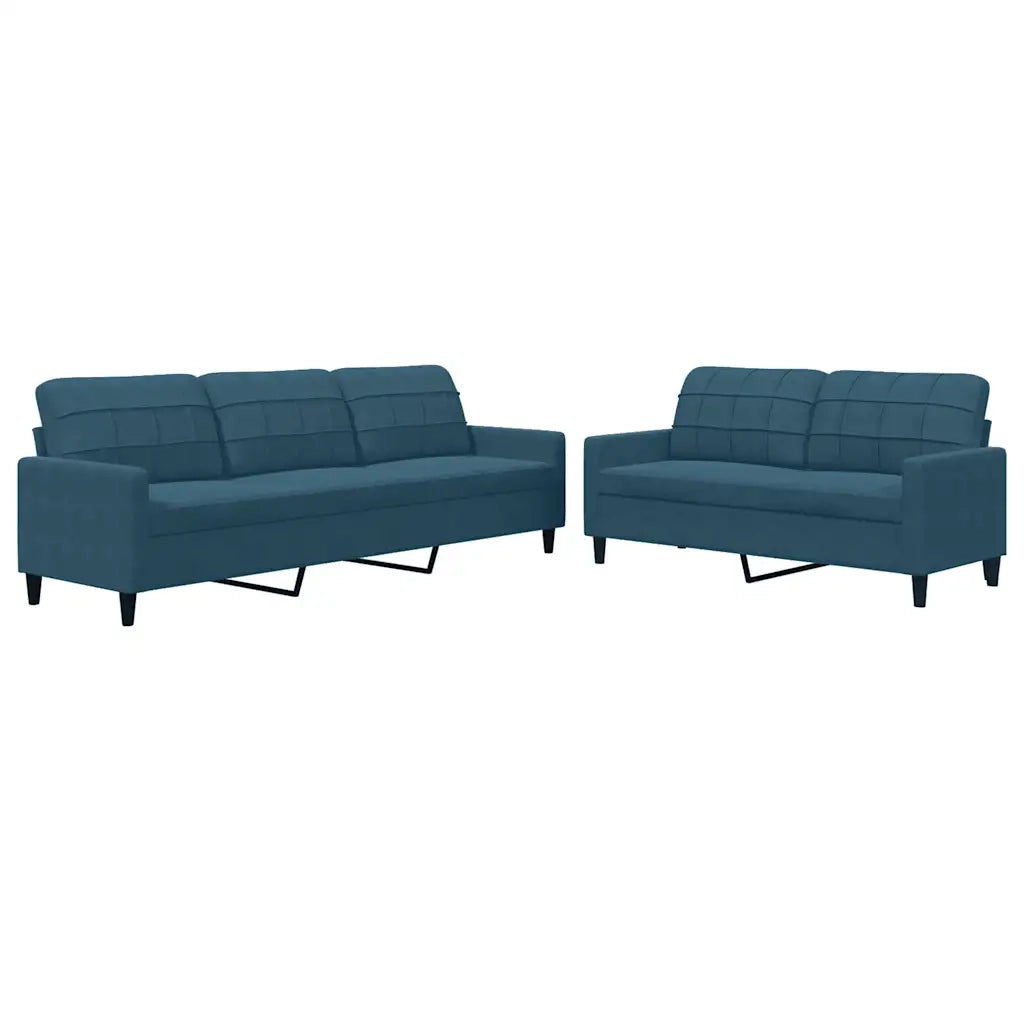 Set di Divani 2 pz con Cuscini Blu in Velluto 3278480