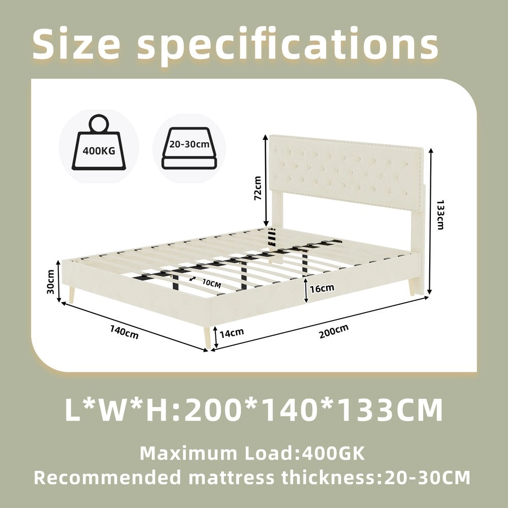 Letto Contenitore Imbottito ¨C MINIMAL ¨C Beige, Matrimoniale 140x200, con Materasso