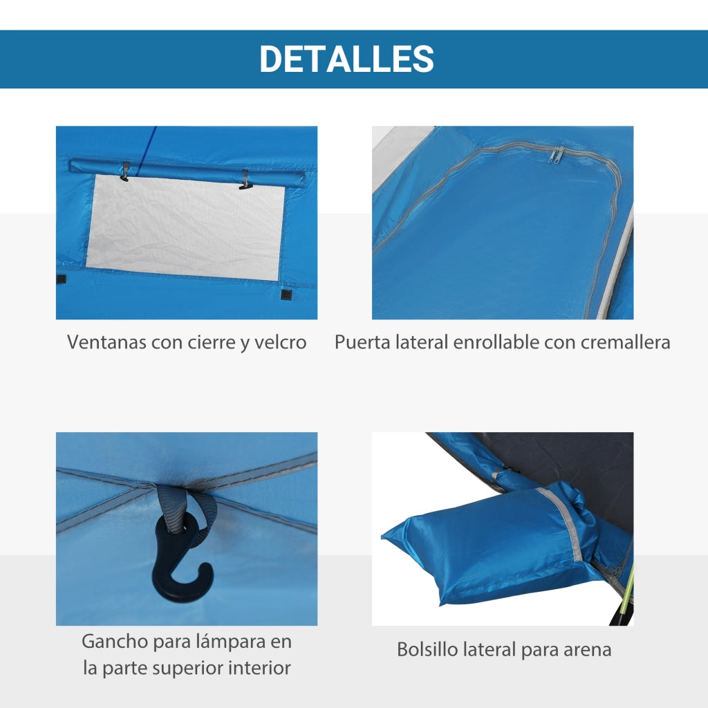 Tenda da Giardino Pop-up per 1-2 Persone ¨C Zephmum ¨C Azzurro 220x173x120 cm
