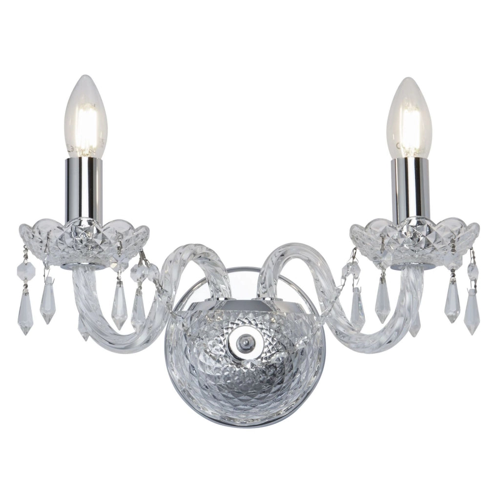 Applique Hale 2Lt - Metallo cromato e cristallo trasparente