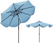 Ombrellone da Giardino 270 cm, Inclinabile a 25°, Parasole da Spiaggia Protezione UV e Anti UV, con Manovella e 8 Stecche, Ideale per Terrazza, Balcone, Piscina