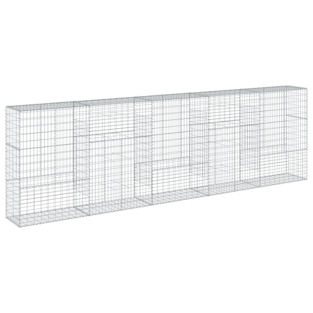 Gabbione recinto a gabbia muro di contenimento con coperchio 500 x 50 x 150 cm ferro zincato argento 02_0040174