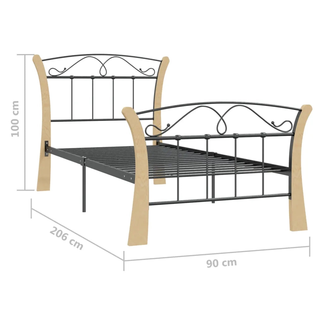 Giroletto-Struttura Letto Nero in Metallo 90x200 cm 125009