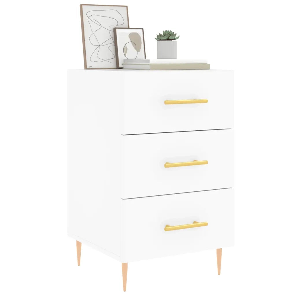 Comodino | Armadio da Notte | Mobiletto da notte Bianco 40x40x66 cm in Legno Multistrato