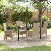 Set da pranzo giardino 5 pezzi con cuscini beige polirattan
