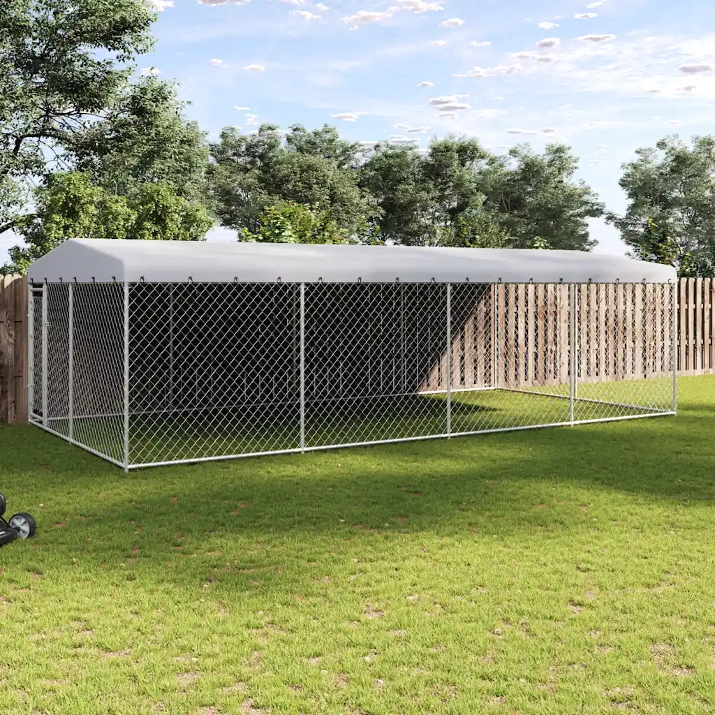 Canile da Esterno con Tetto 7,6x3,8x2,3 m 144937
