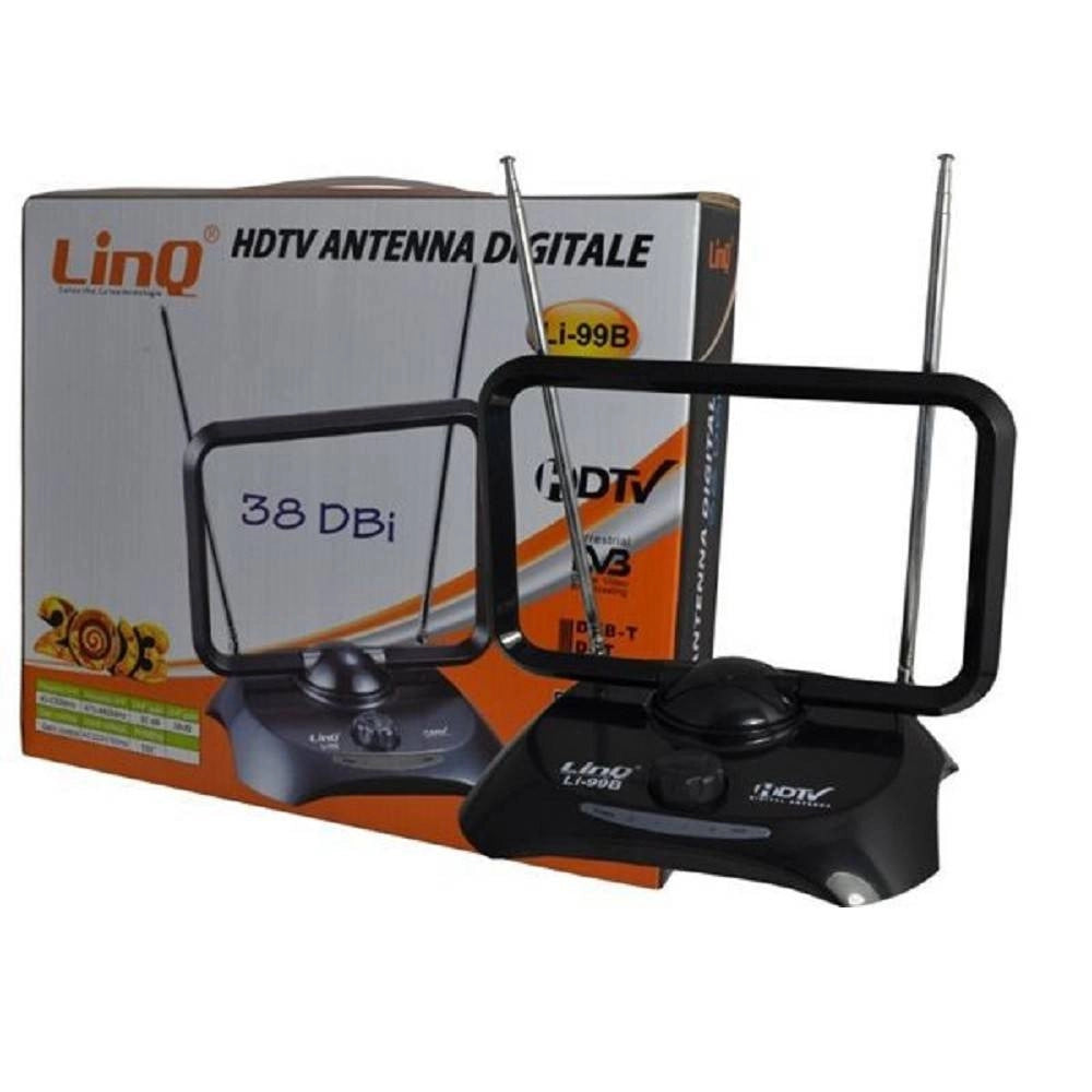Trade Shop - Antenna Digitale Tv Dvb-t Amplificata 38dbi Full Hd Vhf Uhf Portatile Auto Li-99b -
