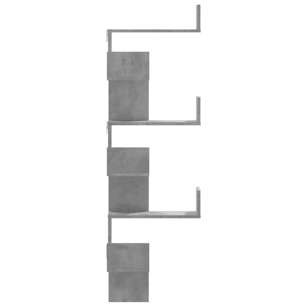 vidaXL Scaffale Angolare a Muro Grigio Cemento 45x45x147cm Multistrato