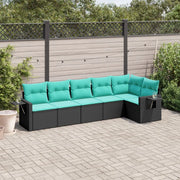 Set Divani da Giardino 6 pz con Cuscini Nero in Polyrattan 3220186