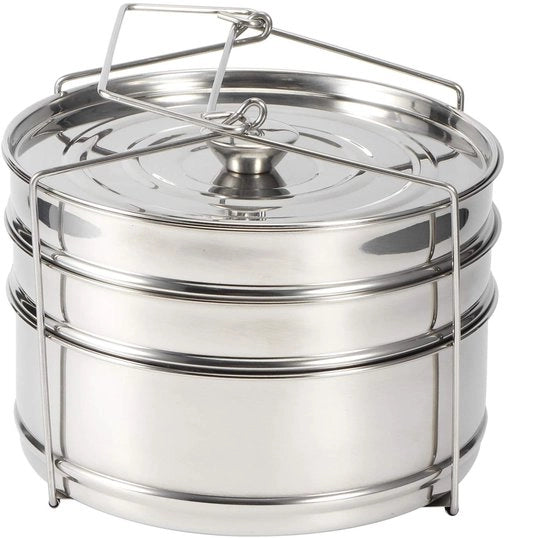 Casseruola Stagni 3 Livelli - Acciaio Inox - Stoviglie - Cottura Salutare - Per Zuppe/Lasagna - Ideale per Molti Piatti - Stufa a Vapore