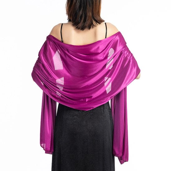 Stola per Avanti - 1 pezzo - Neksjaal - Scheda per Abito - Scheda per Abito da Sera - Tela Satinata - 200*70CM - Colorazione Viola - Scheda soffice e idrorepellente