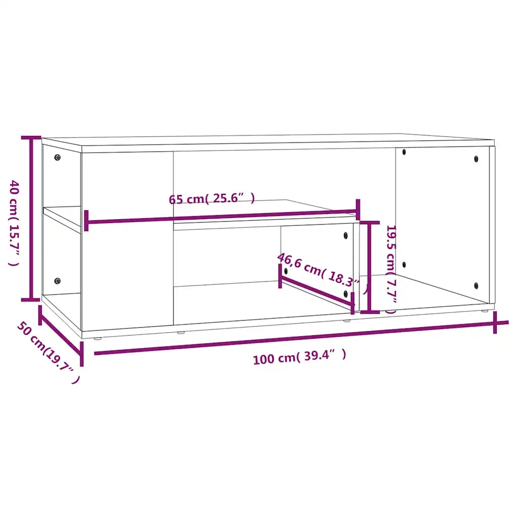 Tavolino Salotto Rovere Marrone 100x50x40cm Legno Multistrato cod mxl 29739