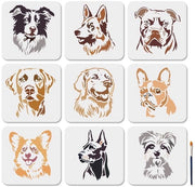 Schede per pittura 9 pezzi - Temi cani - Riciclabile - Plastica - 20 × 20 cm - Incluso pennello da pittura - Schede per pittura