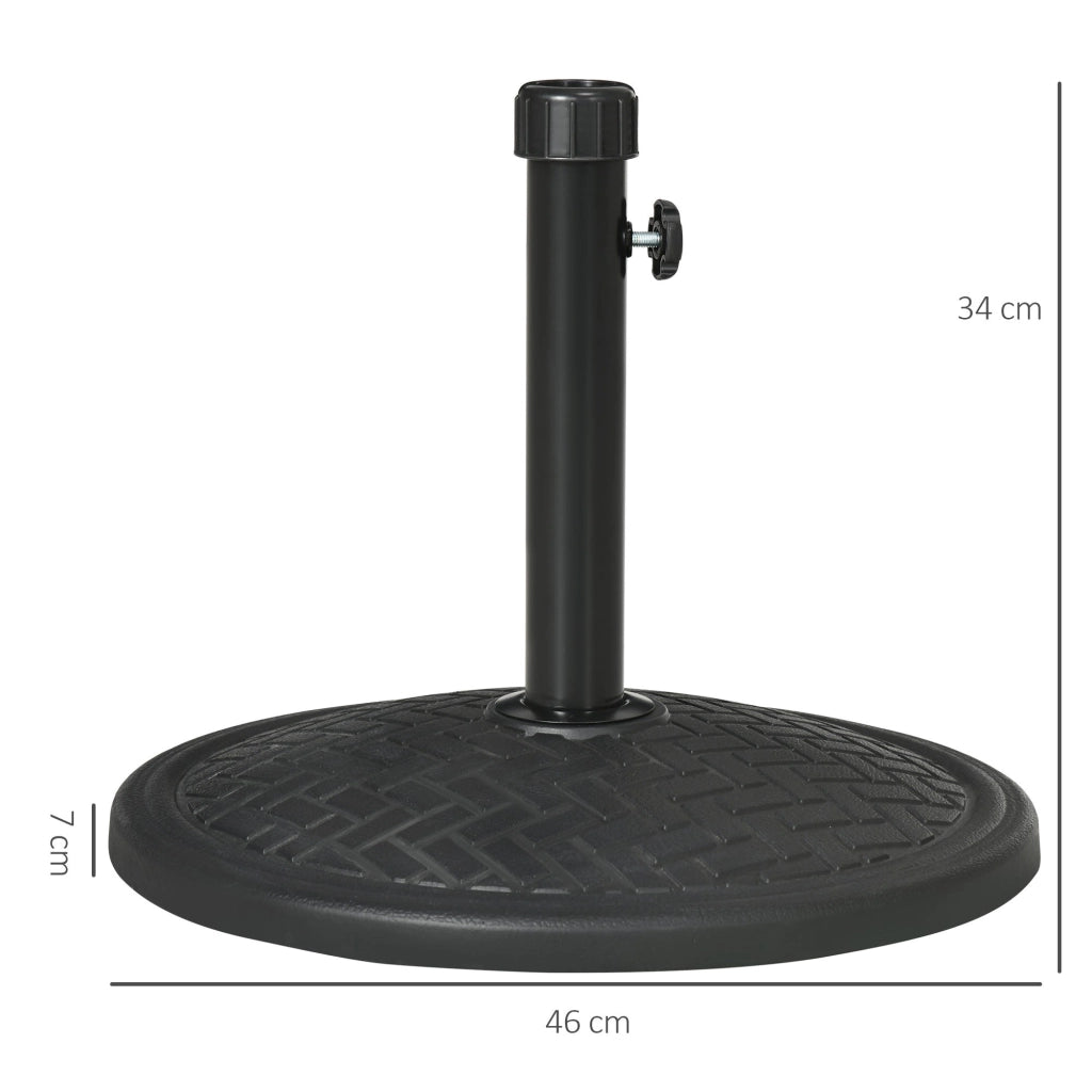 Base per Ombrellone Ø46 cm da 14kg per Pali da Ø3,8 e Ø4,8 cm in Metallo e Cemento Nero