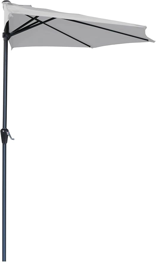 Ombrellone da Giardino Ø270x230A cm Half in Metallo e Poliestere Grigio