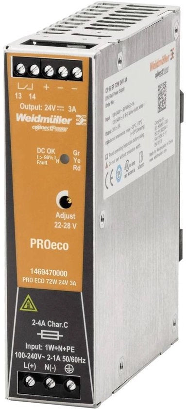 Alimentatore DIN-rail 24 V/DC 3 A 72 W 1 uscita