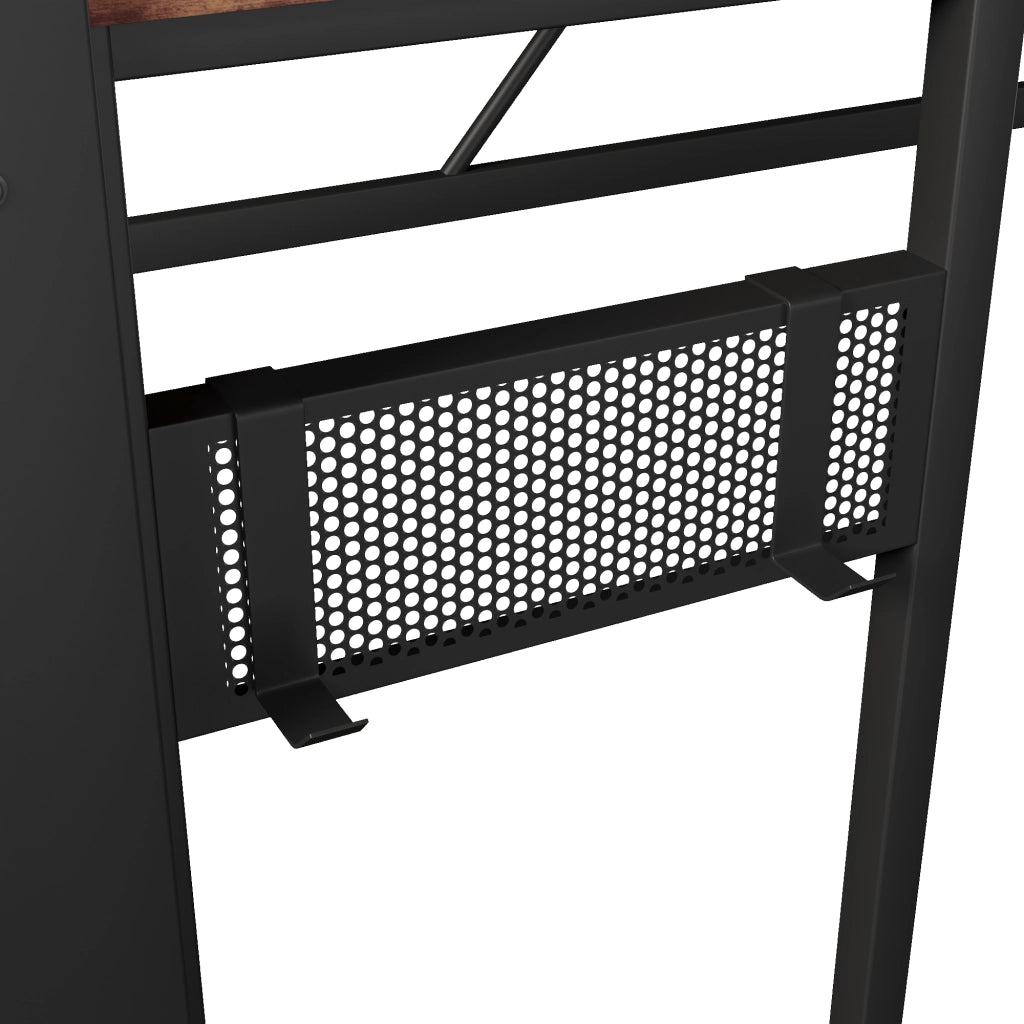 LETTO A SOPPALCO 90x200 cm in metallo nero con scrivania, LED, USB e prese