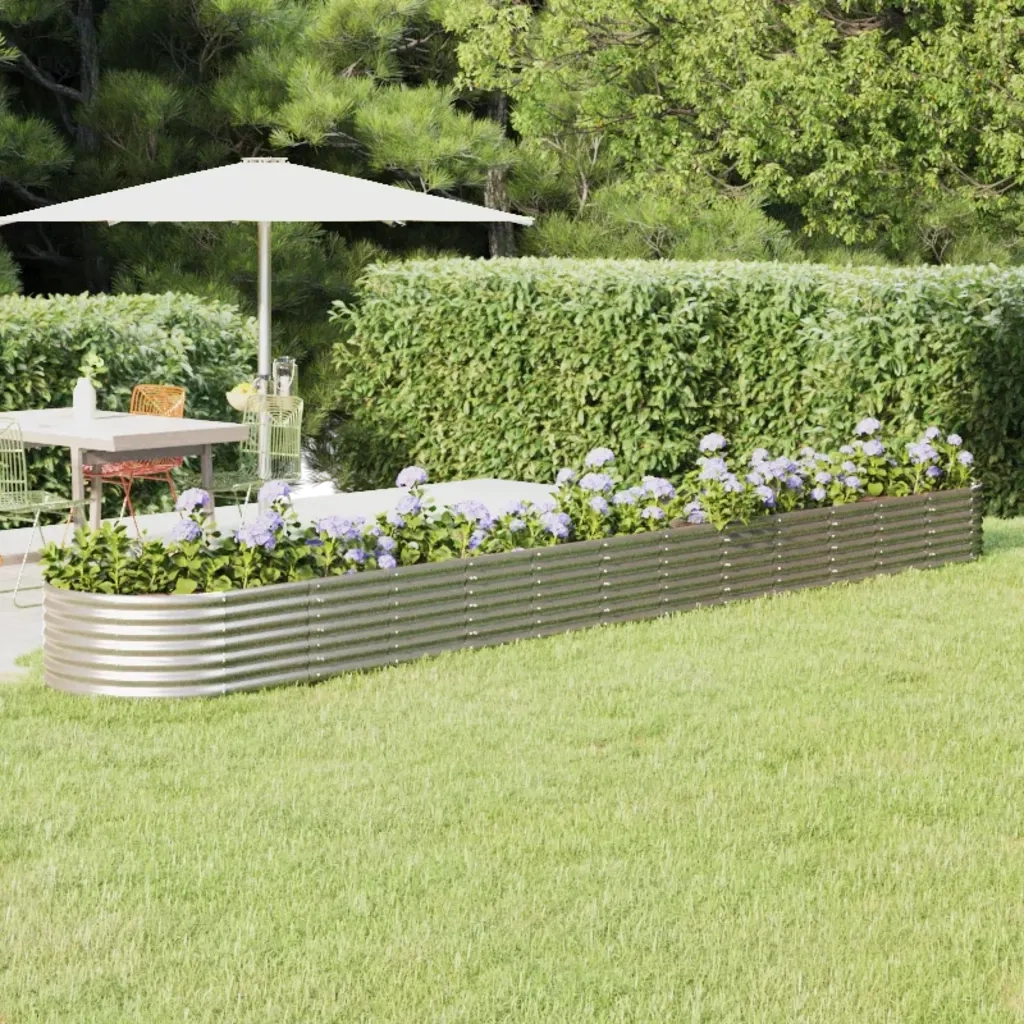 Letto Giardino Acciaio Verniciato a Polvere 512x80x36cm Argento