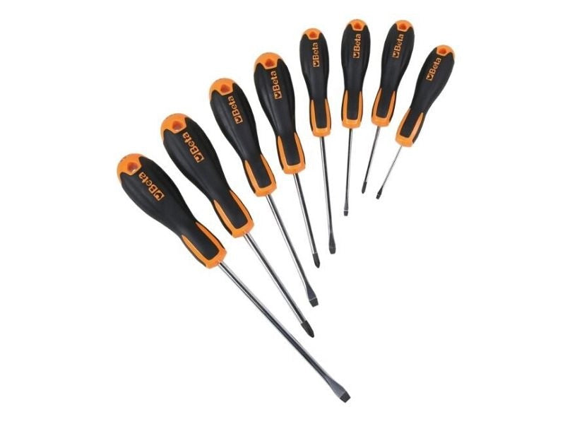 Set di 8 giraviti professionali Beta Evox 1203E/D8P con taglio piatto e croce Phillips