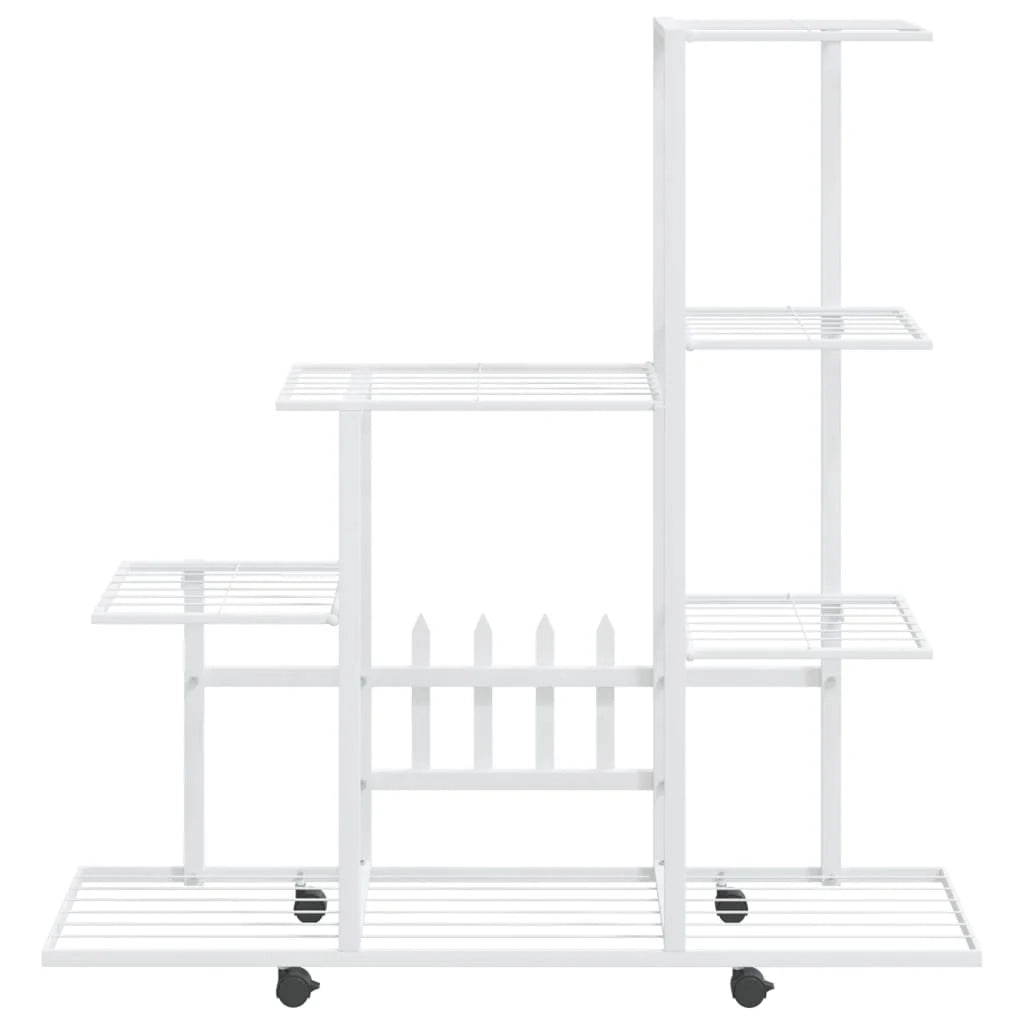 Portavasi mobile portafiori su ruote 94,5 x 25 x 92,5 cm metallo bianco 02_0045183