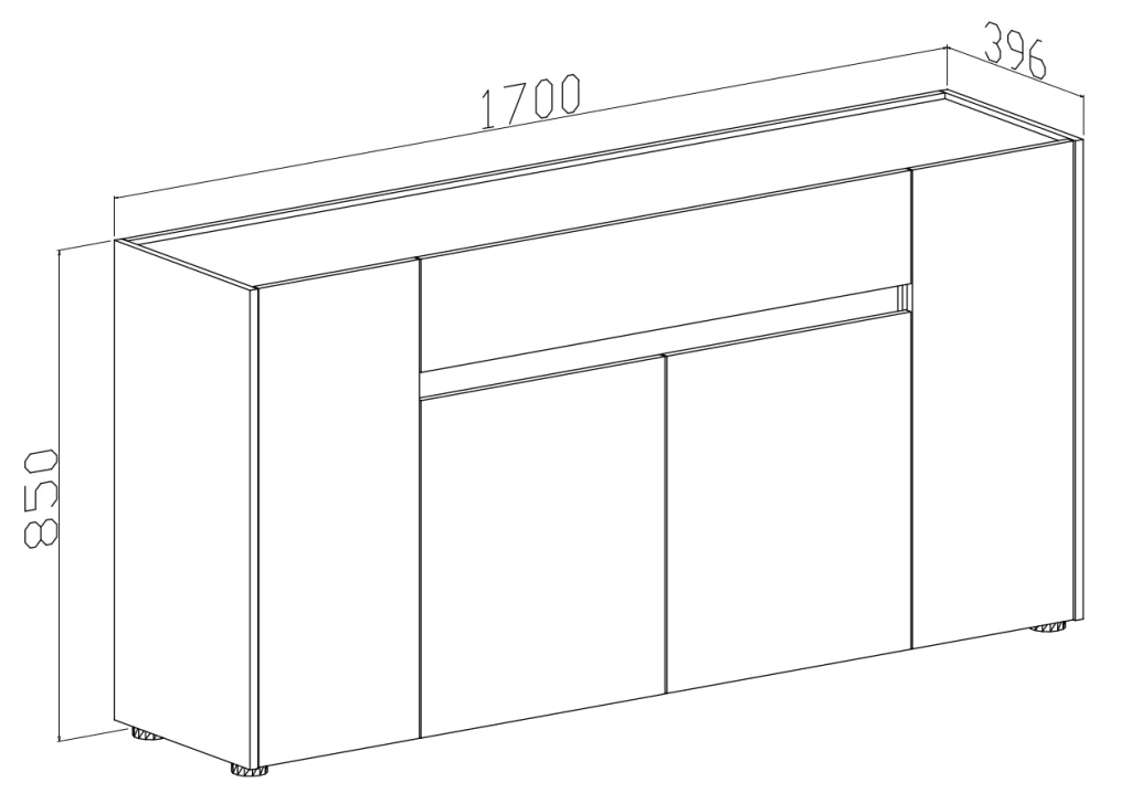 Credenza Moderna Madia In Melaminico Con 4 Ante E 1 Cassetto Mobile Contenitore Per Sala Da Pranzo Soggiorno Design Senza Maniglie Elegante Capiente 170 X 85 X 40 Cm Noce Spatolato