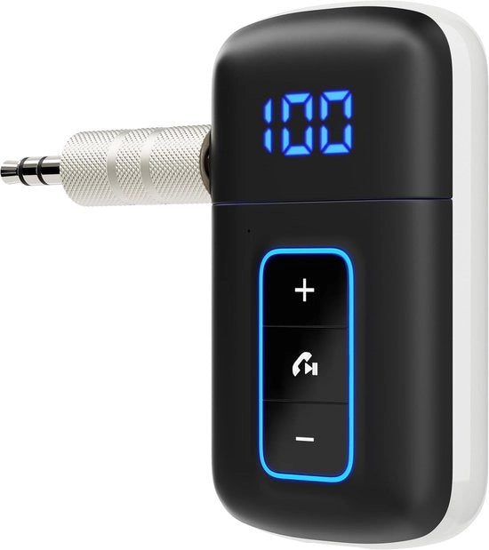 Adattatore Bluetooth 5.3, schermo LED, riduzione rumore, ingresso 3.5mm, ricevitore audio wireless per home stereo/speaker e cuffie, per ascolto di musica e chiamate in modalità handsfree