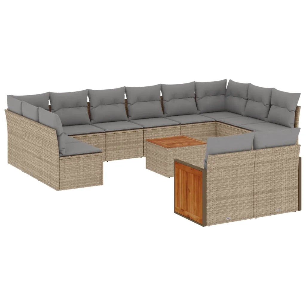 Set Divano da Giardino 13 pz con Cuscini Beige in Polyrattan 3228131