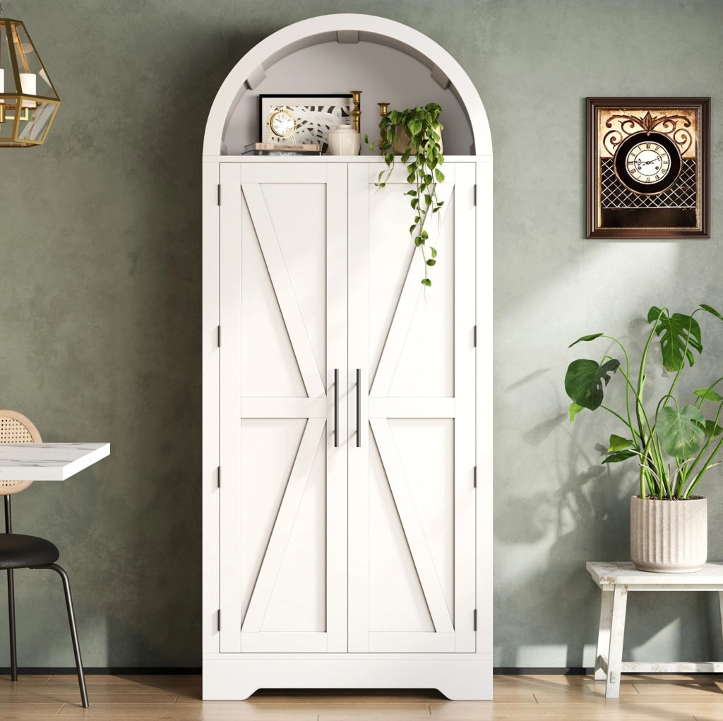 Credenza alta 70x35x170 cm bianca – vano aperto e contenitore