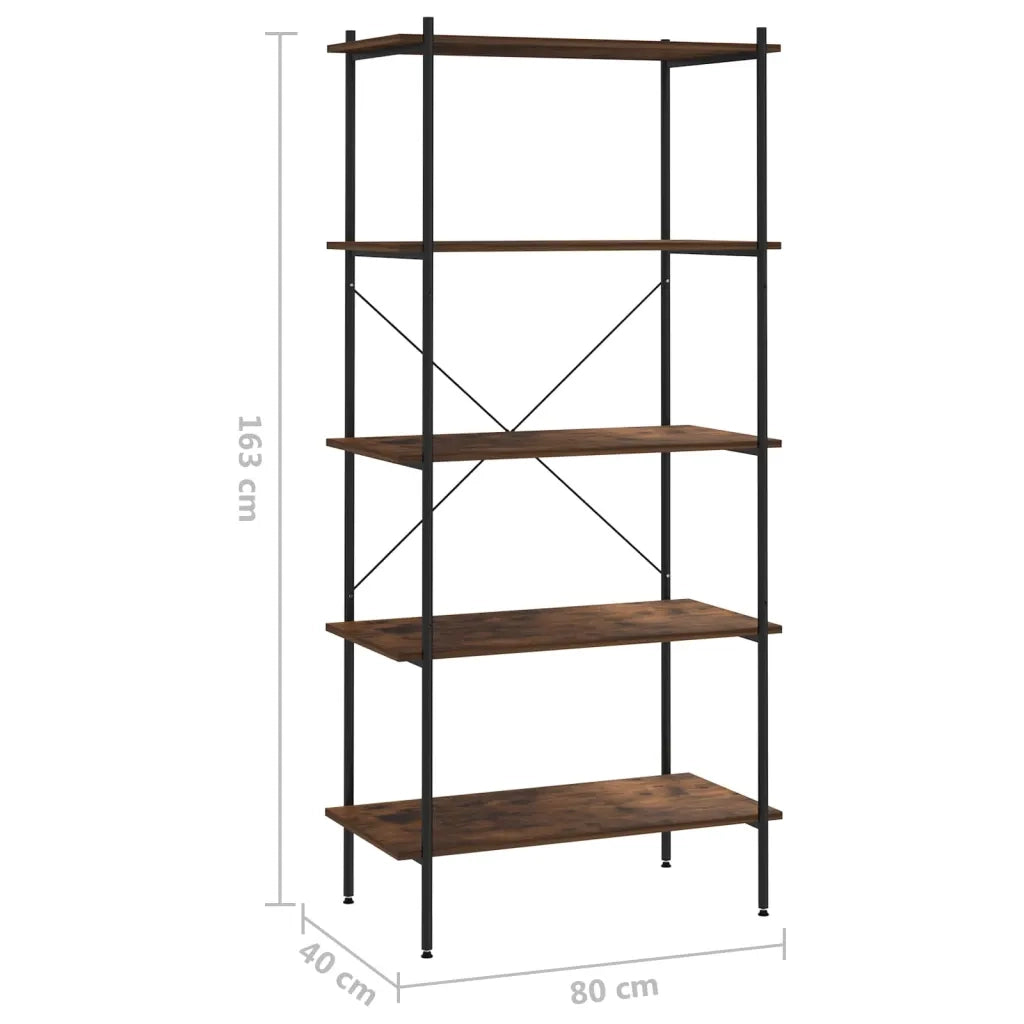 Scaffale con 5 Mensole Nero e Naturale 80x40x163 cm CFW9560413